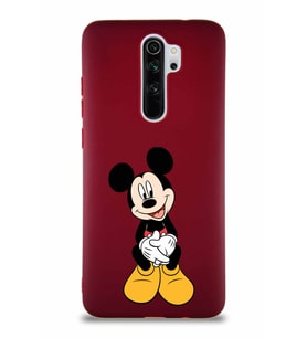 Xiaomi Redmi Note 8 Pro Soft Premier Kapak Mickey Mouse-A Tasarımlı Silikon Kılıf - Mürdüm (Şeffaf)