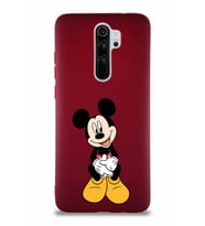 Xiaomi Redmi Note 8 Pro Soft Premier Kapak Mickey Mouse-A Tasarımlı Silikon Kılıf - Mürdüm (Şeffaf)