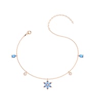 Aqua Taşlı Lotus Çiçeği Rose Gümüş Halhal