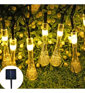 10 Led 2 Metre Sarı Kristal Su Damlası Güneş Enerjili Led Işık Solar Bahçe Ağaç Lamba Aydınlatması