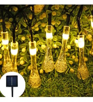 10 Led 2 Metre Sarı Kristal Su Damlası Güneş Enerjili Led Işık Solar Bahçe Ağaç Lamba Aydınlatması