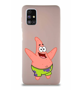 Samsung Galaxy M51 Soft Premier Kapak Patrick Yıldız Tasarımlı Silikon Kılıf - Pudra (Şeffaf)