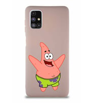 Samsung Galaxy M51 Soft Premier Kapak Patrick Yıldız Tasarımlı Silikon Kılıf - Pudra (Şeffaf)