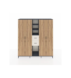 Hyperion Dolap 15 Raflı 2 Çekmeceli 4 Kapaklı 220x44x243 Antrasit-Çam/Aytaşı
