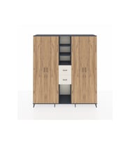 Hyperion Dolap 15 Raflı 2 Çekmeceli 4 Kapaklı 220x44x243 Antrasit-Çam/Aytaşı