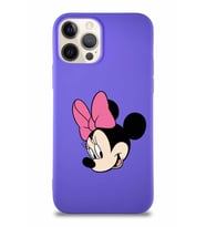 Apple iPhone 12 Pro Soft Premier Kapak Minnie Mouse-B Tasarımlı Silikon Kılıf - Mor (Şeffaf)