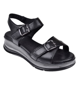 Floor Hakiki Deri Comfort Kadın Sandalet MAK-1906 SİYAH