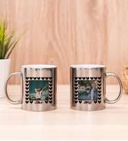 Kişiye Özel Kalp Detaylı Fotoğraflı İkili Silver Kupa Bardak
