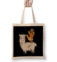 Funny Monkey Riding on Llama Cute Monkeying Around Bez Çanta Uzun Saplı