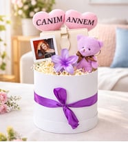 Anneler Gününe Özel Canım Annem Tasarımlı,Fotoğraflı,Cüzdan,Toka Ve Ayıcık Anahtarlık,Kutu Seti