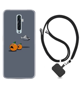 Oppo Reno 2Z 4 Lite 4 Pro 5 6 7 A31 Kılıf Boyun Askılı Silikon Orange Escape 1374
