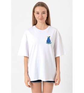 One Piece Anime Gura Gura Devil Fruit Beyaz Kadın Oversize Tshirt