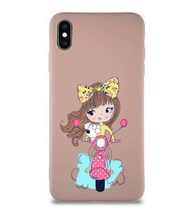 Apple iPhone XS Max Soft Premier Kapak Vespagirl Tasarımlı Silikon Kılıf - Pudra (Şeffaf)