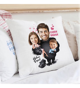 Kişiye Özel İlk Babalar Gününe Özel Karikatürlü Yastık