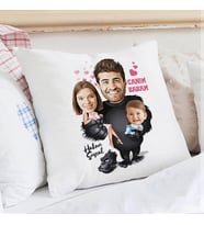 Kişiye Özel İlk Babalar Gününe Özel Karikatürlü Yastık