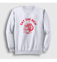Presmono Unisex Beyaz Eat The Rich Karl Marx Sweatshirt 458283tt
