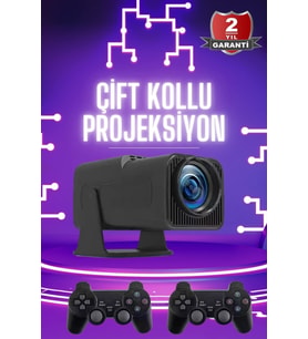 Taşınabilir Projeksiyon Cihazı, Full HD 1080P, 4K, Çift Kollu, Oyun ve Eğlence