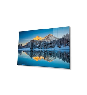 Dağ Yansıma Manzara Cam Tablo 4mm Dayanıklı Temperli Cam Mountain Reflection Landscape Glass Table (Çok Renkli)