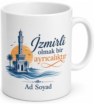 İzmirli Yazılı Baskılı Kupa Bardak Hediye İzmir Özel Tasarım Porselen