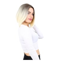 Kahkülsüz Düz Kısa Fiber Sen Peruk / Küllü Açık Kahve / Platin Ombreli