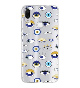 PrintiFy Xiaomi Redmi Note 7 ile Uyumlu 1mm Slim Fit Nazar Boncuğu 2 Baskılı Şeffaf  Kılıf