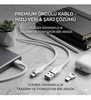 Lexroo 3.0A Type-C Hızlı Şarj ve Data Kablosu Beyaz 1m