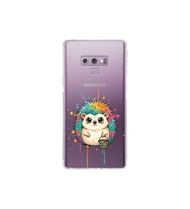Samsung Galaxy Note 9 ile Uyumlu Splash Kirpi Tasarımlı Şeffaf Silikon Kılıf