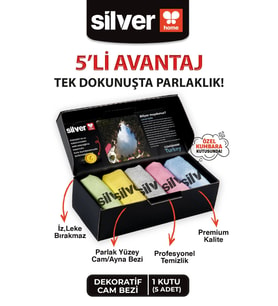Silver Home Mikrofiber 42x68 Dekoratif 5li Cam Temizlik Bezi - Renkli