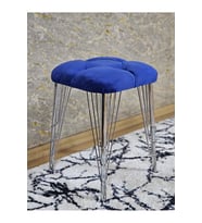 Kare Krom Kaplama Telli Ayaklı Tabure - Oturak - Bar Taburesi - Ayaklı Tabure Mavi Renk 48 x 33 Boyut/Ebat (Çok Renkli)