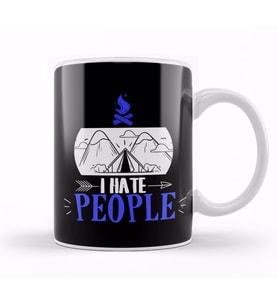 Funny I Hate People Camping Pun Introvert Camper Kupa Bardak Porselen