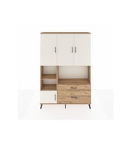 Arges Dolap 7 Raflı 2 Çekmeceli 5 Kapaklı 132x30x195 Çam-Aytaşı/Çam