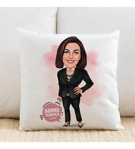 Kişiye Özel Çalışan Kadına Hediye Karikatürlü Yastık