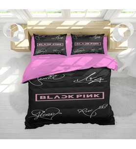 Erayshome Black Pink Desenli 3D Baskılı Çift Kişilik Nevresim Takımı