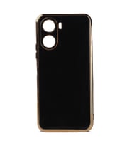 Vivo Y16 Kılıf Kenarları Gold Kamera Korumalı Renkli Pastel Silikon Siyah BARK (Siyah)