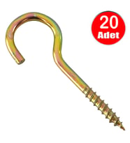 Piton 20*80 Çengel 5cm Vidalı Askı Eğri Se Demir Duy Kanca -20 Adet