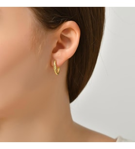 DKMN Gümüş Tırtıklı Ataç Küpe Kadın Gümüş Küpe (Gold)