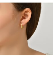 DKMN Gümüş Tırtıklı Ataç Küpe Kadın Gümüş Küpe (Gold)