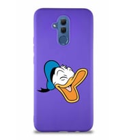 Huawei Mate 20 Lite Soft Premier Kapak Donald Duck-E Tasarımlı Silikon Kılıf - Mor (Şeffaf)
