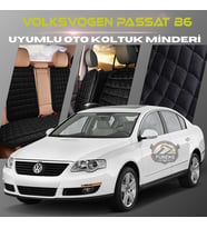 Volksvogen Passat B6 Siyah Renk Tay Tüyü Cepli & Terletmez Sırtlı Oto Koltuk Minder Seti - Koltuk Koruma Kılıfı (ÖN & ARKA TAM SET)