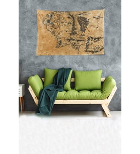 İron Hills Harita Map Leke Tutmaz Kadife Kumaş Duvar Örtüsü Duvar Halısı Tapestry (Açık Kahverengi)