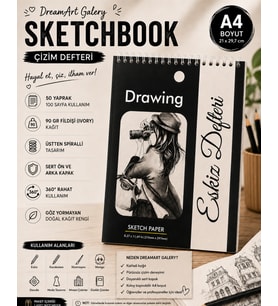 DreamArt Galery A4 Sketchbook Eskiz Defteri Çizim Defteri