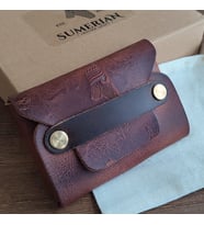 Sumerian Deri Cüzdan Tarçın - Avuçiçi Cüzdan RFID Kart Koruma Hediye )