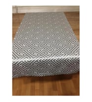 Labirent Geometrik Desenli jakar Kumaş Gri/Ekru Runner 40*140 cm - 83 (Standart)