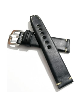 Fado Her Saate Uygun  El Yapımı 24  mm Hakiki  Deri Kordon Siyah 24mm