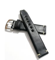 Fado Her Saate Uygun  El Yapımı 24  mm Hakiki  Deri Kordon Siyah 24mm