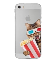 PrintiFy iPhone 5S ile Uyumlu Kedi 1 Kamera Korumalı Şeffaf Kılıf