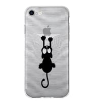 Apple iPhone 7 Uyumlu Kapak Çizgi Kedi Tasarımlı Şeffaf Silikon Kılıf