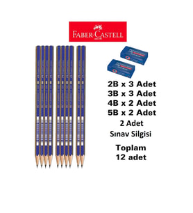 Dereceli Kalem Seti 10 Adet Faber Sınav Silgisi 2 Adet (2B 3 ADET 3B 3 ADET 4B 2 ADET 5B 2ADET)
