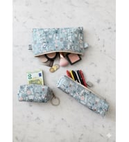 Atakids Lizy 3 lü Çanta Seti Makyaj Çantası, Bozuk Para Cüzdanı ve Kalemlik (Mavi)