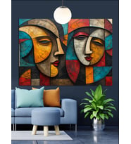 Soyut Yüzlerden Modern Tablo Dekoratif Kanvas - Mdf Ahşap Tablo